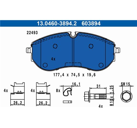 Set placute frana Fata  cu suruburi de ghidare a etrierului de frana. MAN TGE. VW CRAFTER. GRAND CALIFORNIA CAMPER 2.0D-Electric