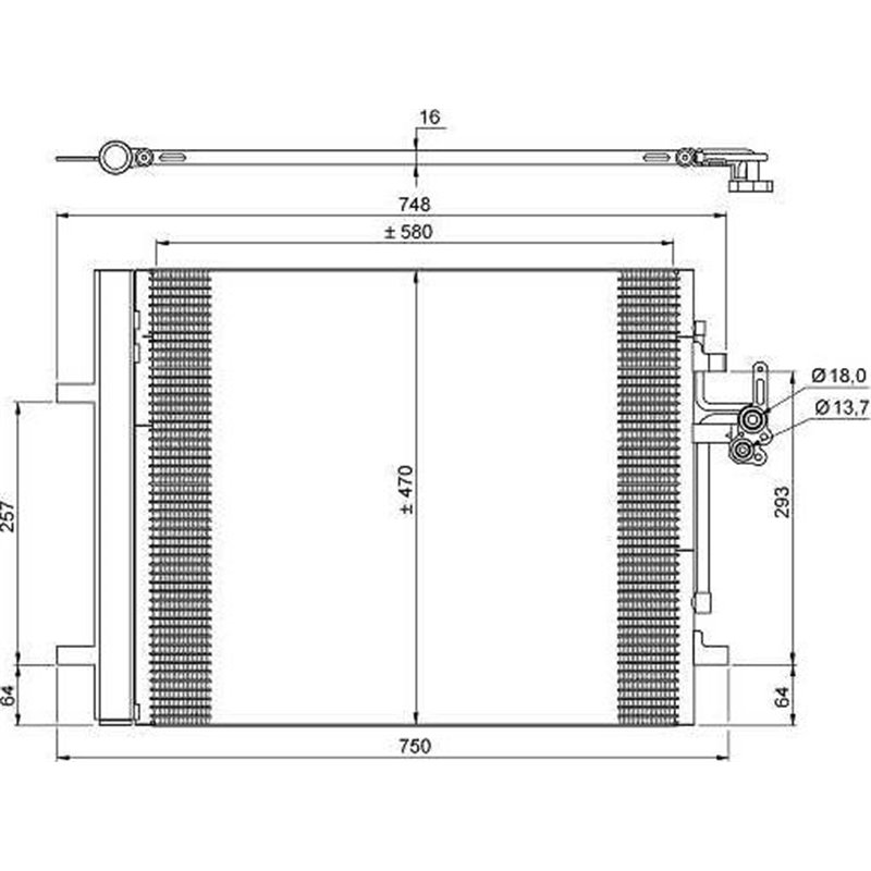 Condensator AC VOLVO S60 II. S80 II. V40. V60 I. V70 III. V70 III-KOMBI. XC70 II. LAND ROVER DISCOVERY SPORT. FREELANDER 2. RANG