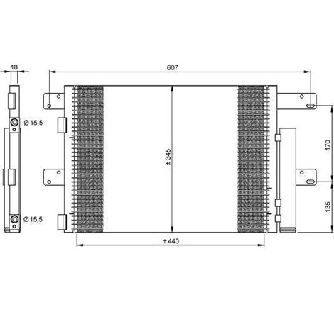 Condensator A-C 440x345x17 IVECO EUROCARGO I-III. EUROCARGO IV. EUROCARGO V. MAGIRUS 09.00- - NRF-35896