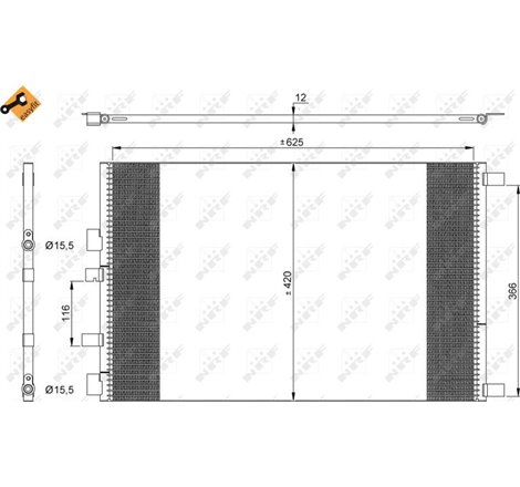 Condensator AC RENAULT GRAND SCENIC II. MEGANE II. SCENIC II 1.9D-2.0D 11.02- - NRF-35913