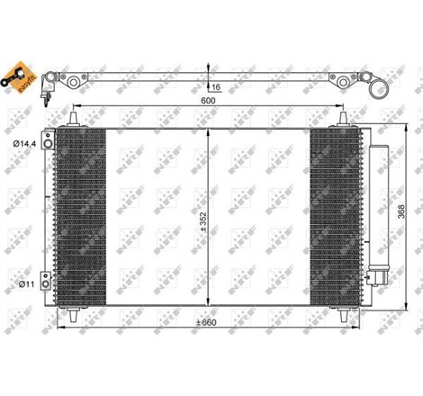 Condensator AC CITROEN C8. FIAT ULYSSE. LANCIA PHEDRA. PEUGEOT 807 2.2D 06.02- - NRF-35935