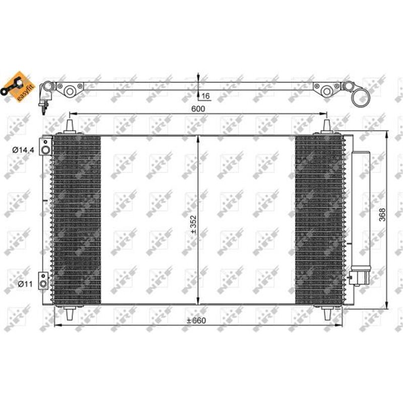 Condensator AC CITROEN C8. FIAT ULYSSE. LANCIA PHEDRA. PEUGEOT 807 2.2D 06.02- - NRF-35935