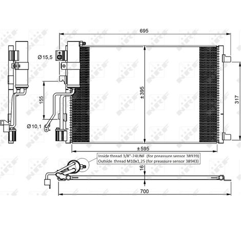 Condensator AC NISSAN QASHQAI I 1.5D-1.6D-2.0D 11.06-04.14 - NRF-35974