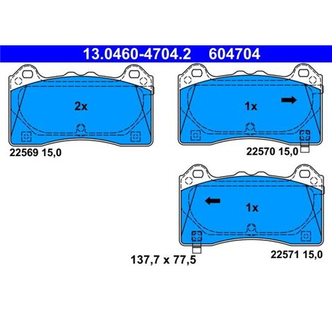 Set placute frana Fata FORD FOCUS III 2.3 07.15-12.17 - ATE-13.0460-4704.2