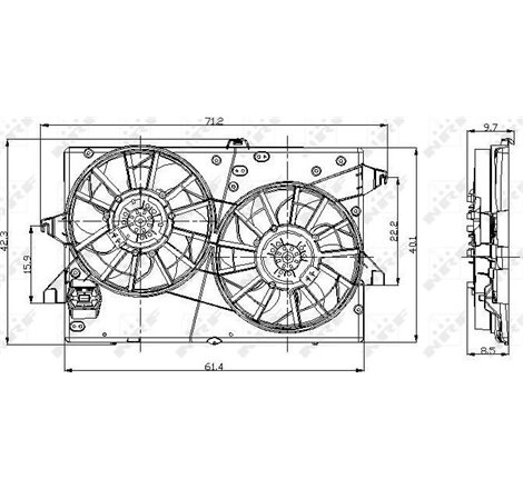 Ventilator radiator cu carcasa FORD MONDEO III 1.8-3.0 10.00-03.07 - NRF-47003