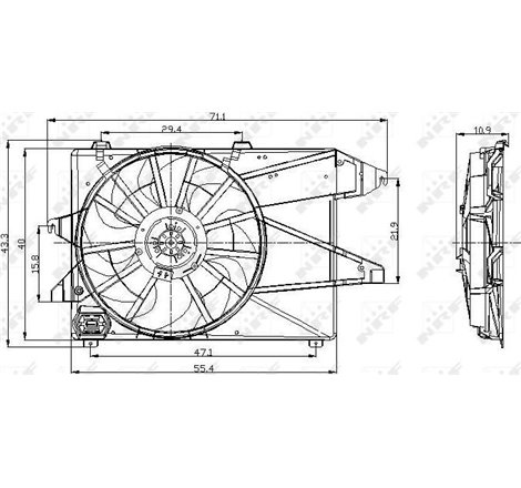Ventilator radiator cu carcasa FORD MONDEO II. MONDEO III 1.6-2.0 08.96-03.07 - NRF-47004