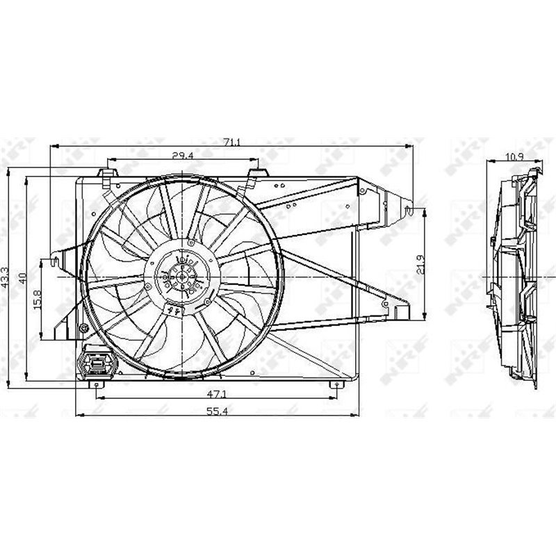 Ventilator radiator cu carcasa FORD MONDEO II. MONDEO III 1.6-2.0 08.96-03.07 - NRF-47004