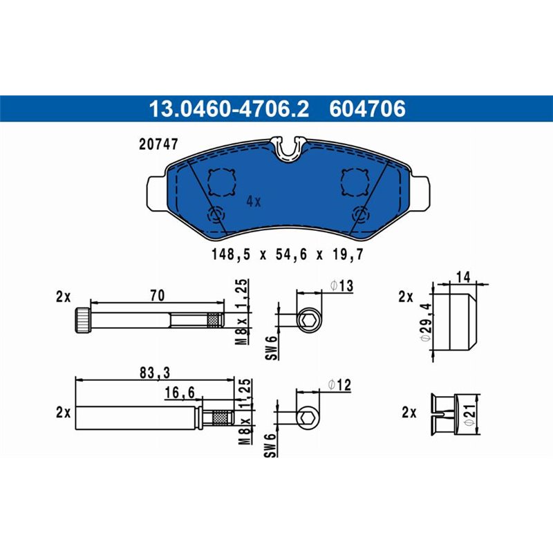 Set placute frana,frana disc - ATE-13.0460-4706.2