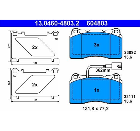 Set placute frana Fata ALFA ROMEO 156 1.9D 07.04-05.06 - ATE-13.0460-4803.2