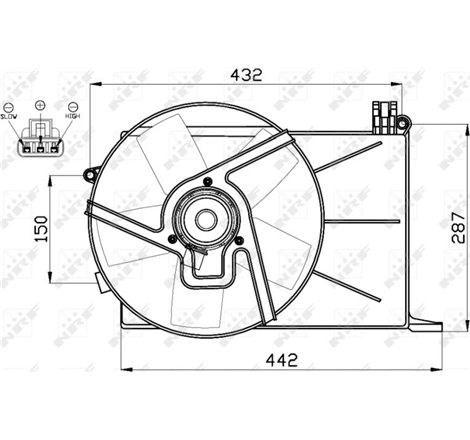 Ventilator radiator cu carcasa OPEL COMBO-MINIVAN. CORSA B. CORSA B-HATCHBACK 1.4-1.5D-1.7D 03.93-12.02 - NRF-47459