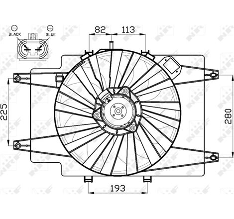 Ventilator radiator cu carcasa ALFA ROMEO 147 1.6-1.6LPG 01.01-03.10 - NRF-47513