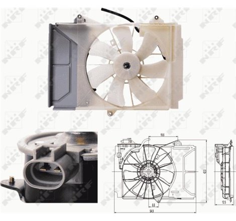 Ventilator radiator Dreapta cu carcasa TOYOTA YARIS 1.0-1.4D-1.5 04.99-11.05 - NRF-47697