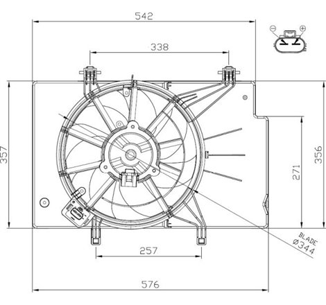 Ventilator radiator cu carcasa FORD B-MAX. ECOSPORT. FIESTA VI 1.0 08.12- - NRF-47957