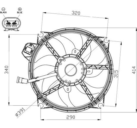 Ventilator radiator RENAULT FLUENCE. GRAND SCENIC III. MEGANE. MEGANE III. MODUS. SCENIC III 1.2-2.0D 05.08- - NRF-47965