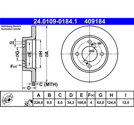 Disc frana Spate DR-ST SUZUKI BALENO 1.0-1.2-1.2H 02.16- - ATE-24.0109-0184.1