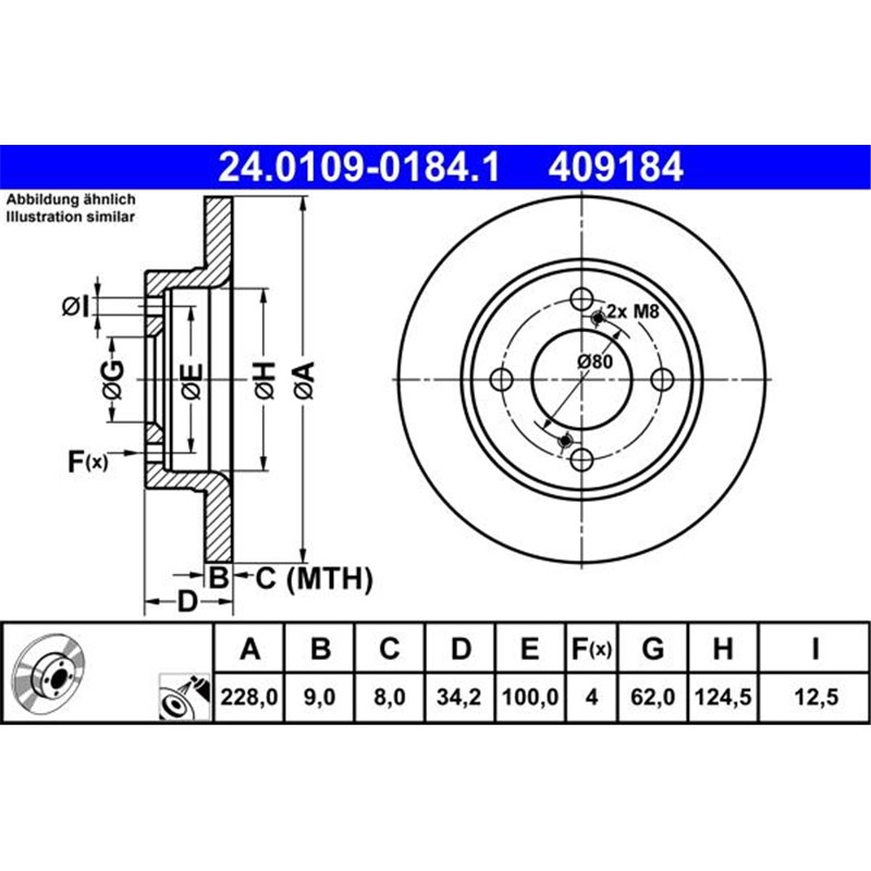 Disc frana Spate DR-ST SUZUKI BALENO 1.0-1.2-1.2H 02.16- - ATE-24.0109-0184.1