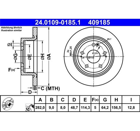 Disc frana Spate DR-ST HONDA HR-V 1.5-1.6D-1.8 11.14- - ATE-24.0109-0185.1