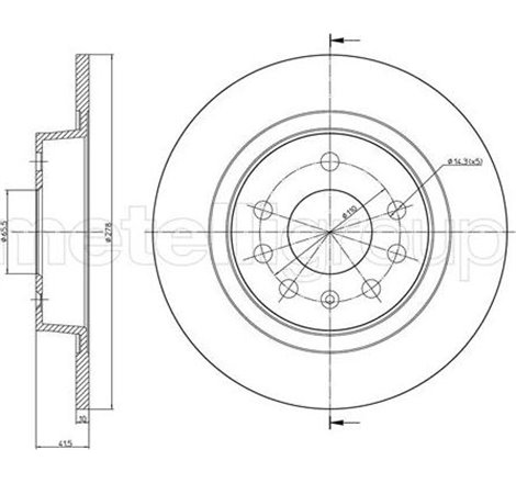 Disc frana Spate DR-ST OPEL ASTRA H. ASTRA H GTC. ZAFIRA B. ZAFIRA B-MINIVAN 1.7D-2.2 03.05-04.15 - ATE-24.0110-0339.1
