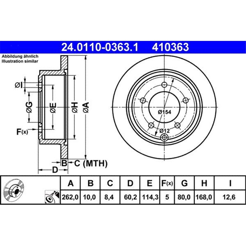 Disc frana Spate DR-ST CHRYSLER 200. SEBRING. JEEP COMPASS. PATRIOT 2.0-3.6ALK 08.06- - ATE-24.0110-0363.1