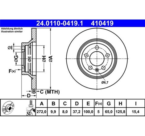 Disc frana Spate DR-ST AUDI A1. A1 ALLSTREET. A1 CITY CARVER. VW POLO VI 1.0-2.0 06.17- - ATE-24.0110-0419.1