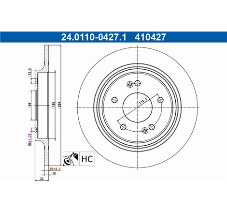 Brake disc spate ST-DR HYUNDAI CRETA. GRANDEUR. I30. IONIQ. KONA. KONA-SUV. SONATA VII. KIA CEED. NIRO I. OPTIMA. PROCEED. SELTO
