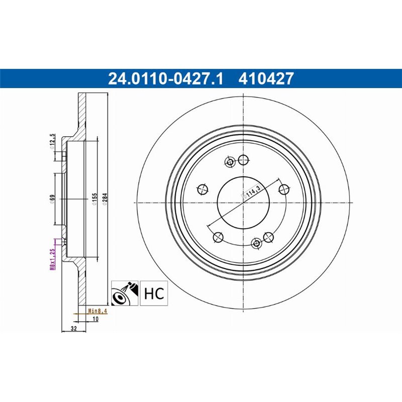 Brake disc spate ST-DR HYUNDAI CRETA. GRANDEUR. I30. IONIQ. KONA. KONA-SUV. SONATA VII. KIA CEED. NIRO I. OPTIMA. PROCEED. SELTO