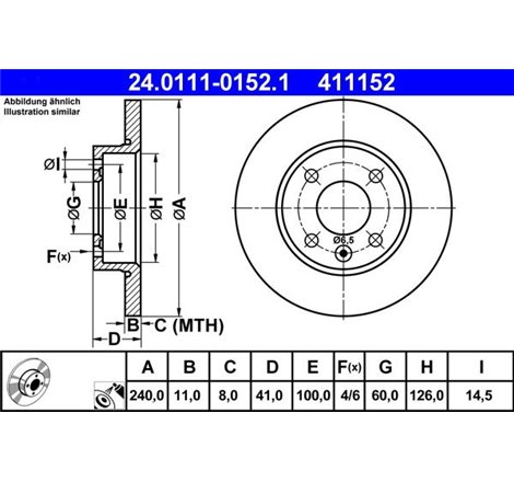 Disc frana Fata DR-ST OPEL CORSA B. CORSA C. CORSA C-HATCHBACK 1.0-1.2-1.4 03.93-12.09 - ATE-24.0111-0152.1