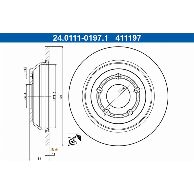 Brake disc spate ST-DR FORD PUMA 1.0-1.5D 09.19- - ATE-24.0111-0197.1