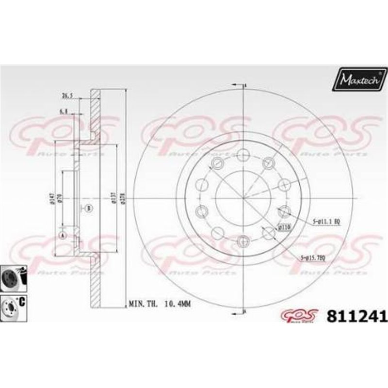 Disc frana Spate DR-ST CHRYSLER 200. JEEP CHEROKEE 2.0-3.2 11.13- - ATE-24.0112-0214.1
