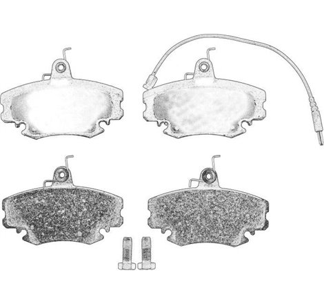 Set placute frana Fata  cu suruburi de ghidare a etrierului de frana. DACIA LOGAN. SANDERO. SANDERO II. SOLENZA. SUPERNOVA. PEUG