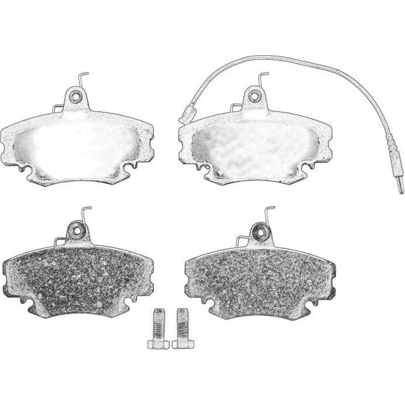 Set placute frana Fata  cu suruburi de ghidare a etrierului de frana. DACIA LOGAN. SANDERO. SANDERO II. SOLENZA. SUPERNOVA. PEUG