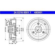 Tambur frana Spate CITROEN AX. SAXO. PEUGEOT 106 I. 106 I-HATCHBACK. 106 II. 106 II-HATCHBACK 1.0-Electric 07.86-07.04 - ATE-24.