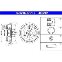 Tambur frana Spate CITROEN AX. SAXO. PEUGEOT 106 I. 106 I-HATCHBACK. 106 II. 106 II-HATCHBACK 1.0-Electric 07.86-07.04 - ATE-24.