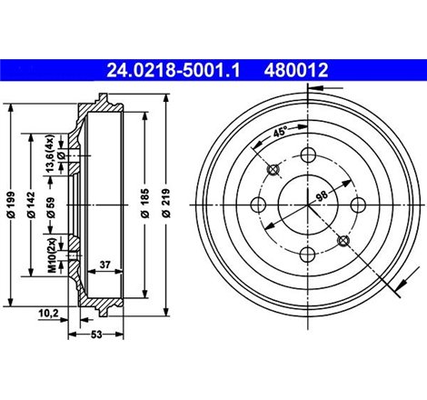 Tambur frana Spate ABARTH RITMO. FIAT 126. 127. CINQUECENTO. DUNA. ELBA. FIORINO. FIORINO-MINIVAN. PANDA. PANDA-HATCHBACK. PREMI