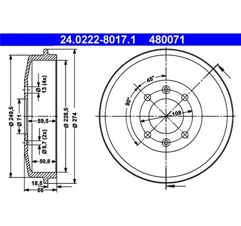 Tambur frana Spate CITROEN BERLINGO. BERLINGO-MINIVAN. C15. C15-MINIVAN. XSARA. XSARA PICASSO. XSARA-KOMBI. ZX. PEUGEOT 306. 306