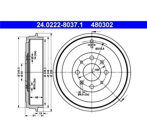 Tambur frana Spate FIAT GRANDE PUNTO. PUNTO. PUNTO EVO. PUNTO EVO-HATCHBACK. PUNTO-HATCHBACK. OPEL ADAM. CORSA D. CORSA D-HATCHB