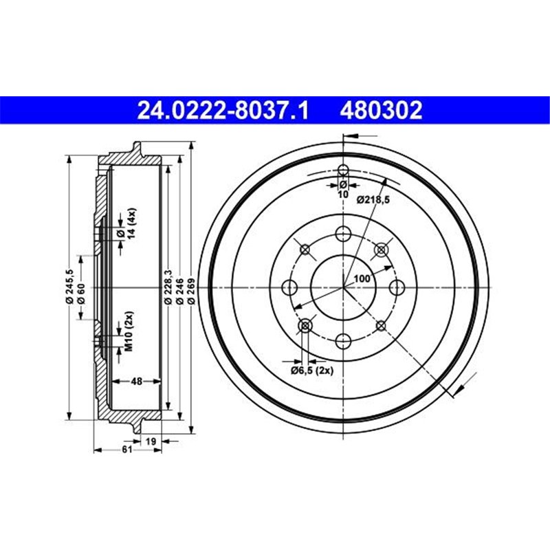 Tambur frana Spate FIAT GRANDE PUNTO. PUNTO. PUNTO EVO. PUNTO EVO-HATCHBACK. PUNTO-HATCHBACK. OPEL ADAM. CORSA D. CORSA D-HATCHB