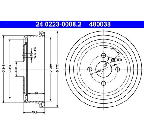 Tambur frana Spate OPEL ASCONA B. COMBO-MINIVAN. KADETT B. KADETT C. KADETT C CITY. KADETT D. KADETT E. KADETT E-KOMBI. MANTA B.