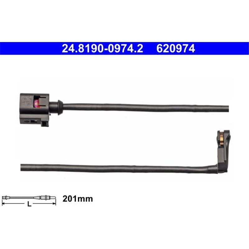 Senzor uzura placute frana Fata cantitate per impachetare. 1buc AUDI TT 1.8-2.0-2.0D 07.14- - ATE-24.8190-0974.2
