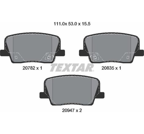 Set placute frana Spate SSANGYONG REXTON 2.0-2.2D 07.17- - Textar-2078201