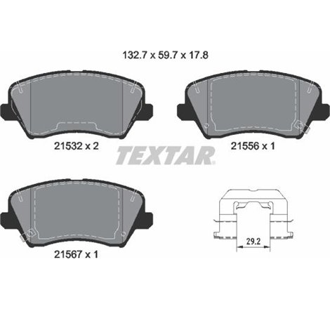 Set placute frana Fata HYUNDAI I30. KIA CEED. CEED. CERATO III. CERATO IV. CERATO KOUP III. PRO CEED 1.0-2.0 05.13- - Textar-215