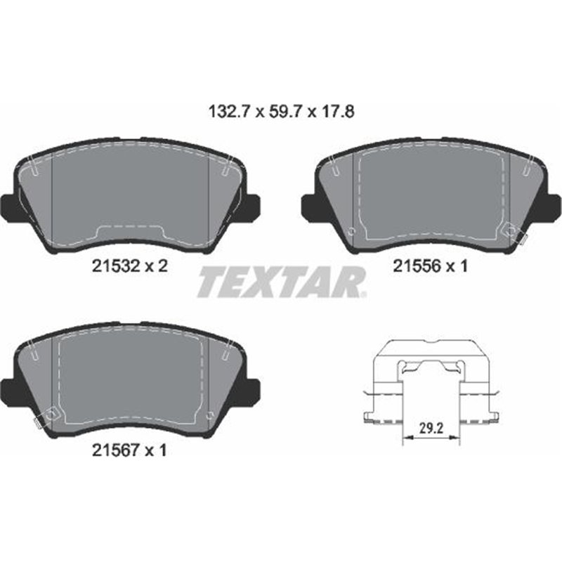 Set placute frana Fata HYUNDAI I30. KIA CEED. CEED. CERATO III. CERATO IV. CERATO KOUP III. PRO CEED 1.0-2.0 05.13- - Textar-215