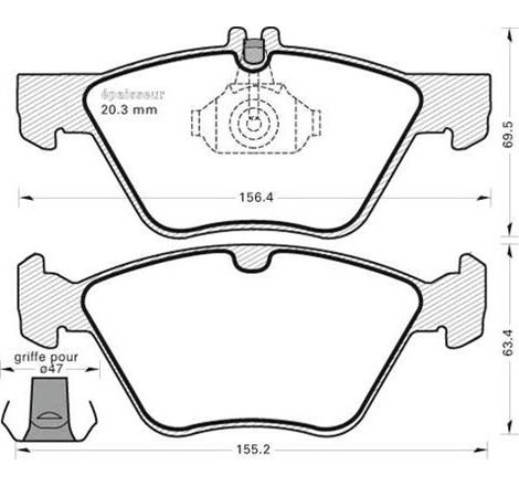 Set placute frana Fata MERCEDES CLK A208. CLK C208. E T-MODEL S210. E VF210. E W210. S W220. SLK R170. CHRYSLER CROSSFIRE 2.0-4.