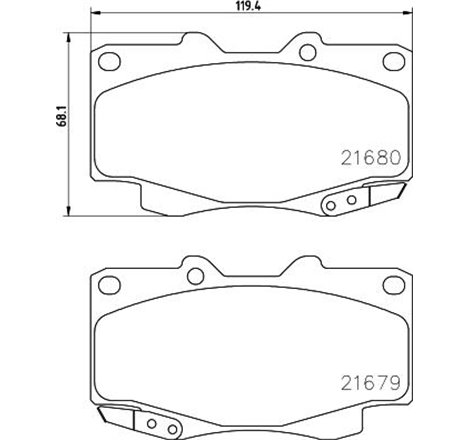 Set placute frana Fata TOYOTA FORTUNER. HILUX. HILUX VII. LAND CRUISER 90 2.5D-3.0D-3.4 03.96- - Textar-2168001