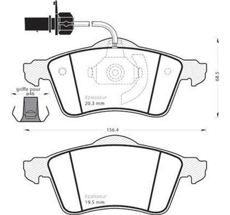 Set placute frana Fata VW CALIFORNIA T4 CAMPER. TRANSPORTER T4 1.9D-2.8 07.90-06.03 - Textar-2188501
