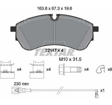 Set placute frana Fata  cu suruburi de ghidare a etrierului de frana. VW MULTIVAN T7 1.4H-2.0D 08.21- - Textar-2214703
