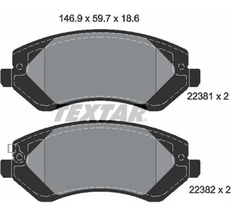 Set placute frana Fata CHRYSLER VOYAGER III. VOYAGER IV. DODGE CARAVAN. GRAND. JEEP CHEROKEE 2.4-3.8 01.95-12.08 - Textar-223810