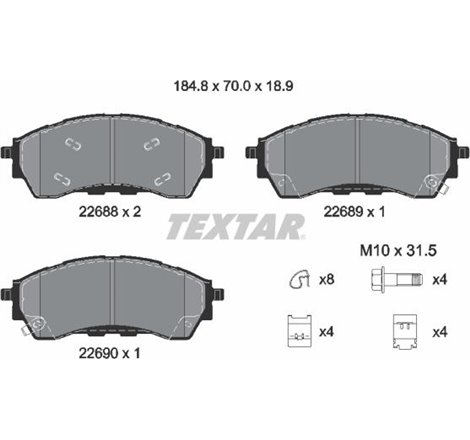 Set placute frana Fata FORD RANGER. FORD USA RANGER 2.0D-3.2D 04.11- - Textar-2268801