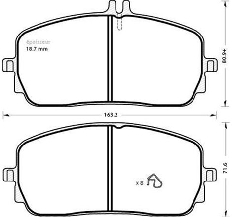 Set placute frana Fata MERCEDES A V177. A W177. B SPORTS TOURER W247. CLA C118. CLA SHOOTING BRAKE X118. EQA H243. EQB X243. G W