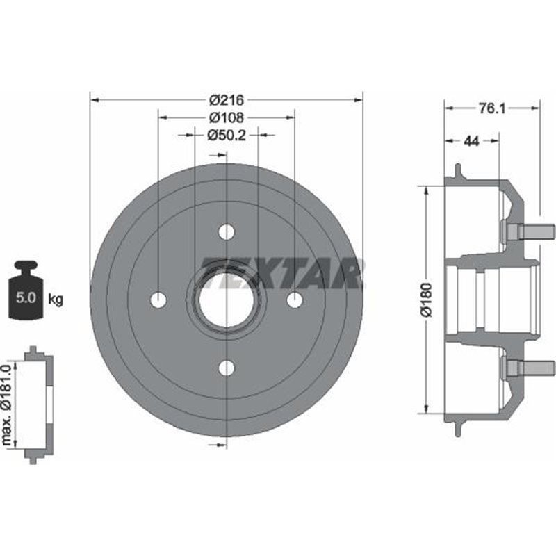 Tambur frana Spate FORD ESCORT CLASSIC. ESCORT VI. FIESTA IV. KA. PUMA. MAZDA 121 III. 121 III-HATCHBACK 1.0-1.8D 01.95-11.08 - 